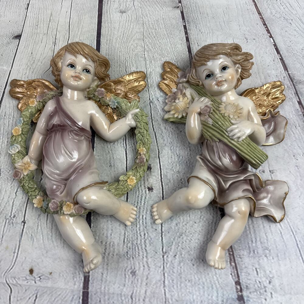 Touch of Class Porcelain Like Angels Wall Figurine Set 10" 2 Piece